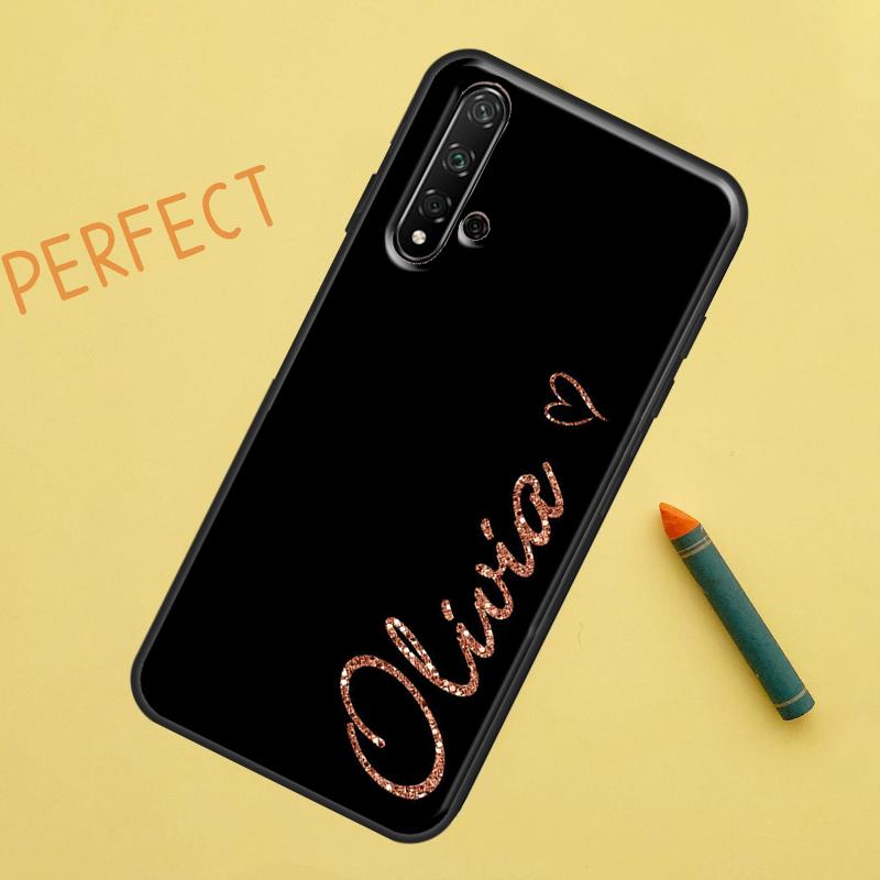 Bling Personalised Name Plating Case For Huawei Nova Y90 Y70 Y61 Y60 9 10 SE Nova 5T 11i 8i 7i 3i P20 P40 P30 Lite P60 Pro