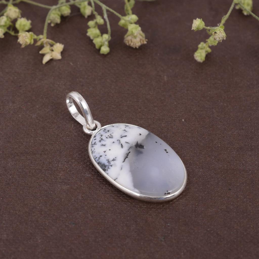 Dendritic Agate Reiki Pendant, 925 Silver Pendant, Handmade Jewelry, Pendant Necklace, Healing Pendant, Gift For Her, Anniversary Gift