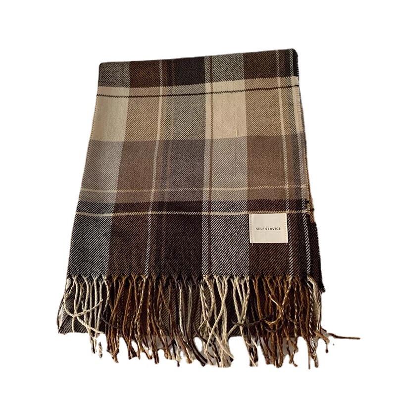 Korean Style Winter Plaid Warm Scarf