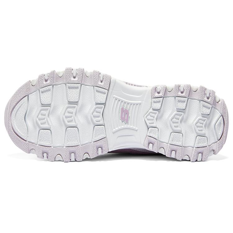 Skechers Модные Универсальные Удобные Круглый Носок Липучка Плюшевые Папины Кроссовки Детские Кроссовки Белый Лавандовый 302524L-WLV
