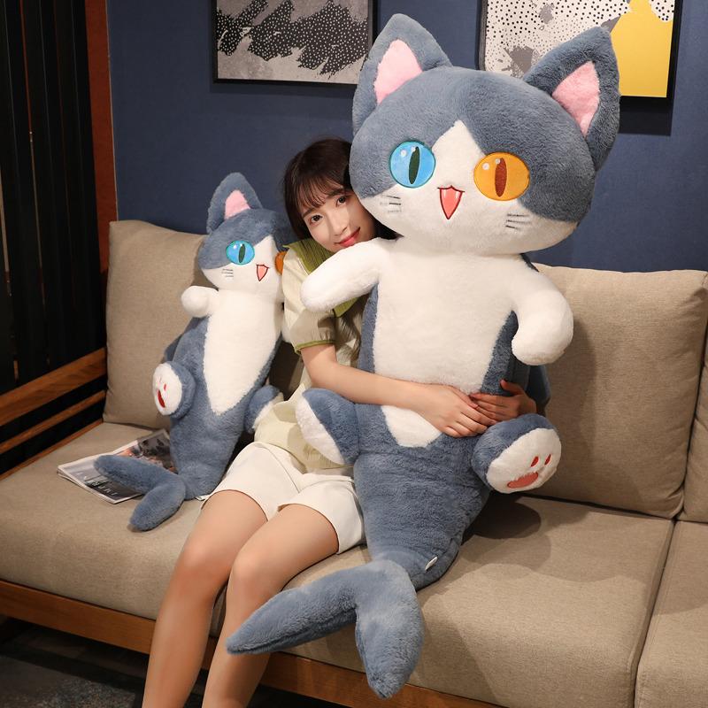 Kawaii Big Eyes Shark Cat Plush Toys Stuffed Cute Cats Doll Lovely Animal Pillow Soft Cartoon Cushion Kids Christmas Gift