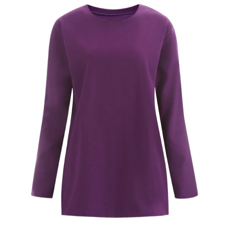 Shop Women Loose FiT Slub Round Long Sleeve T shirT Brown Dai Wsh 1009