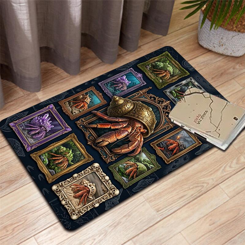 Hermit Crab Gallery Pattern Rug Floor Mat for Living Room or Bedroom Soft and Comfortable Carpet a Gift for Birthday and Holiday.