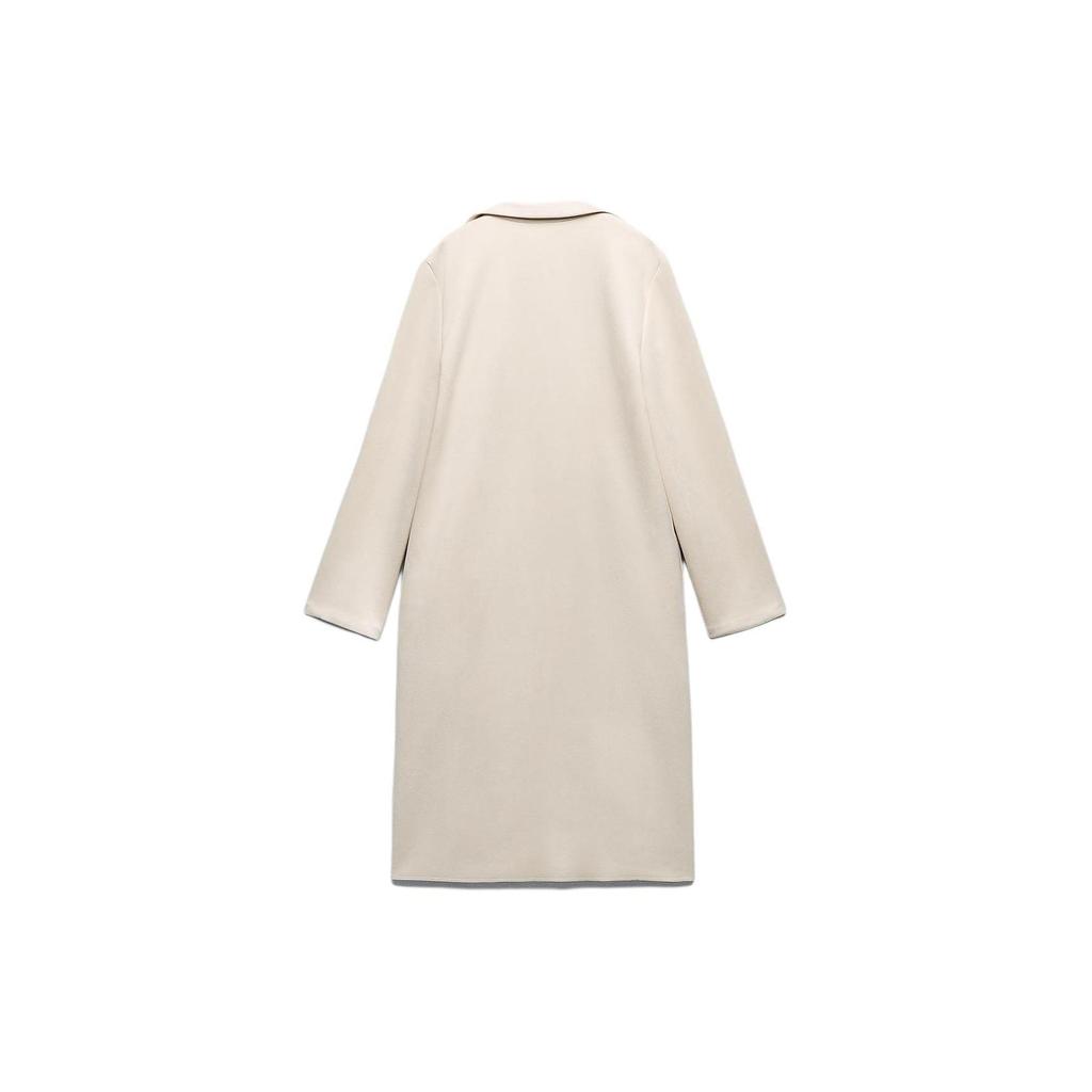Zara Однотонное пальто средней длины с длинными рукавами Женские пальто Off-White 2712660-746