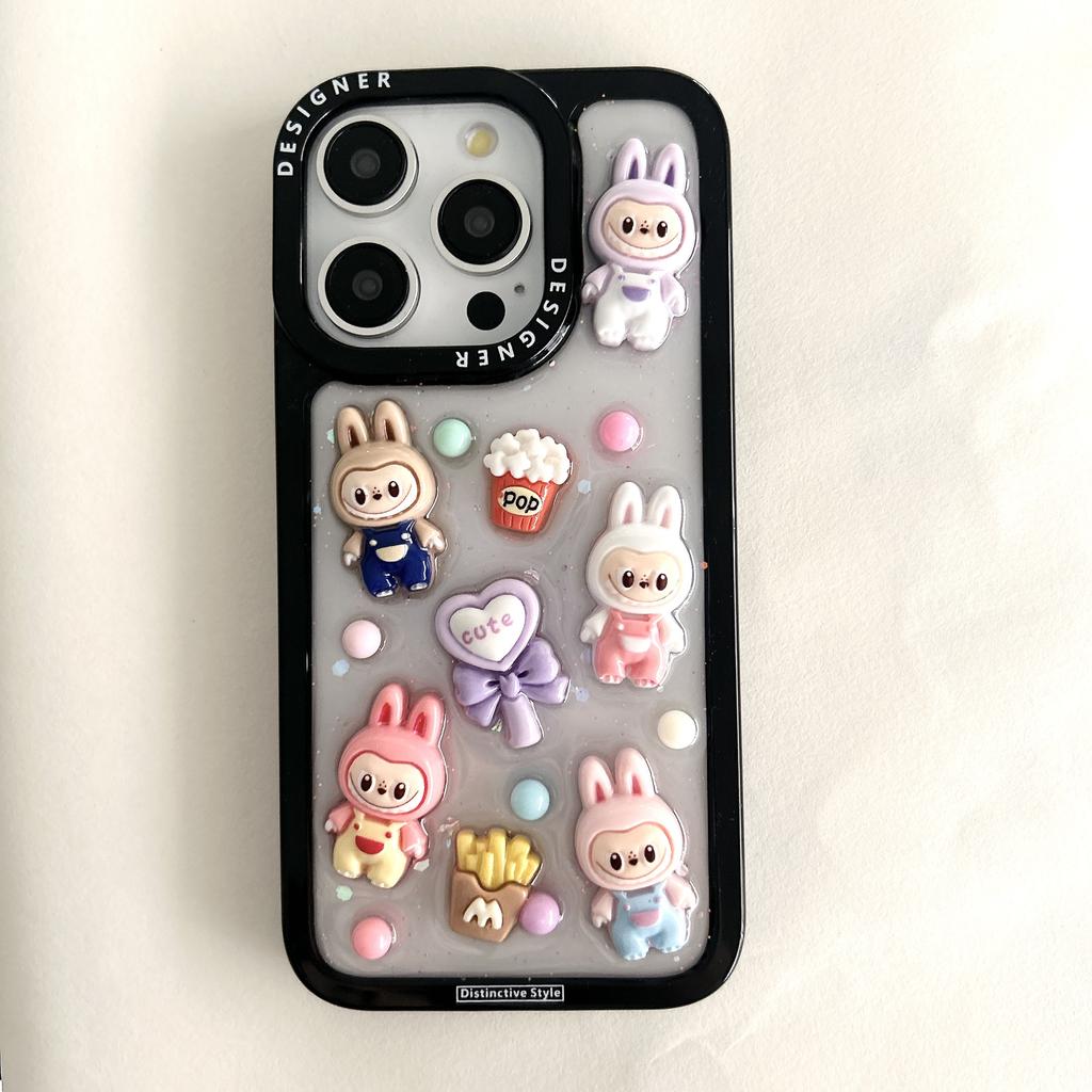 New Trendy Resin Drip glueCartoon Phone Case For iPhone 15 14 13 12 11 Pro Max Plus 15plus 14plus Fashion Cartoon Cover