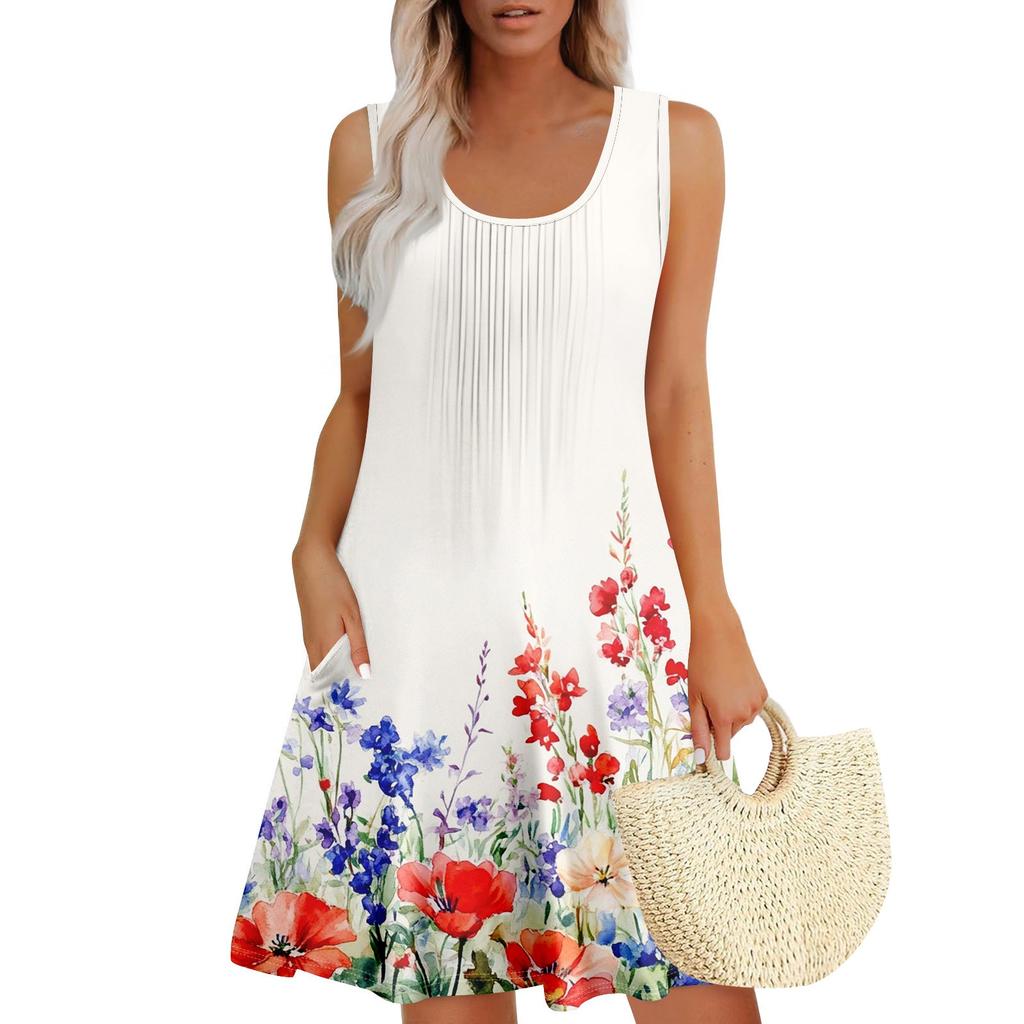 Женский повседневный сарафан с карманами, летнее пляжное платье в стиле бохо, праздничное платье для женщин, платья-майки