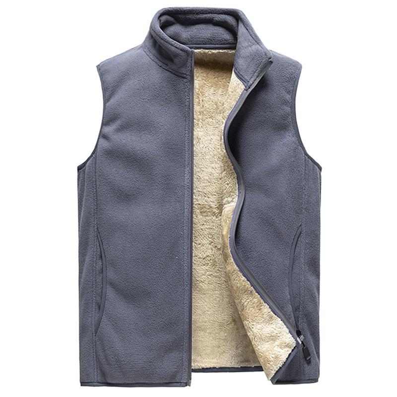 Autumn And Winter Plus Velvet Vest Men 'S Solid Color Waistcoat Jacket Men 'S Plus Size Lamb Velvet Vest