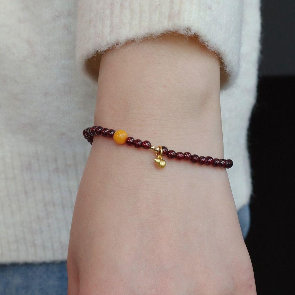 Браслет с позолотой, имитация граната, красный бисер, браслет-нить на руку, исцеляющий кристалл