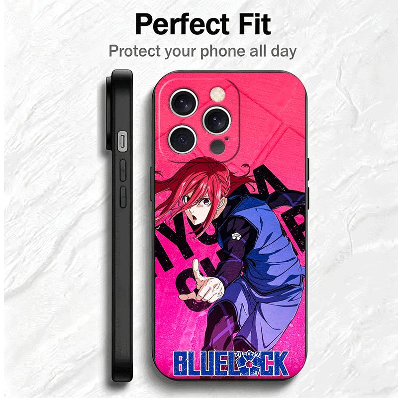 Blue L-Locks Chigiri Hyoma Soft Phone Case for iPhone 16 16E 17 Air 15 Pro Max 14 Plus 13 Mini 11 12 7 Black Cover Back Shell