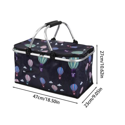 Picnic bag, picnic basket, cooler basket, picnic box, 30L large capacity, insulated shopping bag, keeps food cool and warm, insulated, easy to clean,