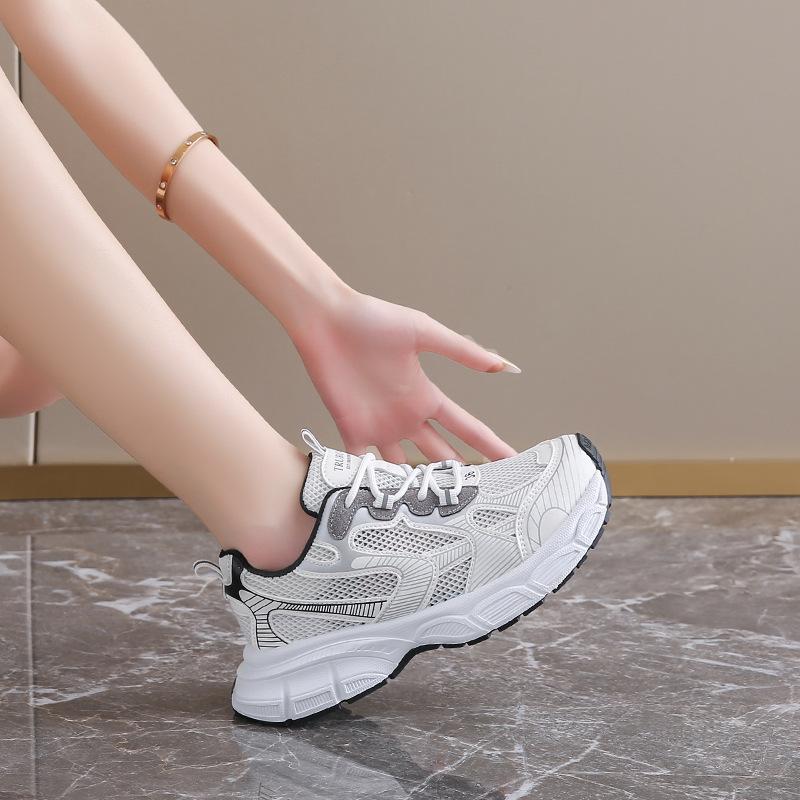 Женская обувь лето новая толстая подошва дышащая сетка сочетание цветов беговая повседневная универсальная спортивная легкая женская обувь