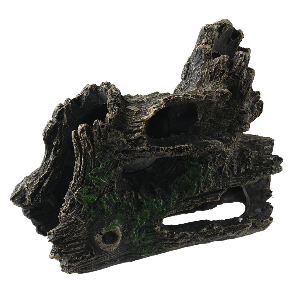 Holes Hollow Tree Trunk Artificial Resin Wood Hideout Aquarium Log Caves Fish Hiding  Fish Tank