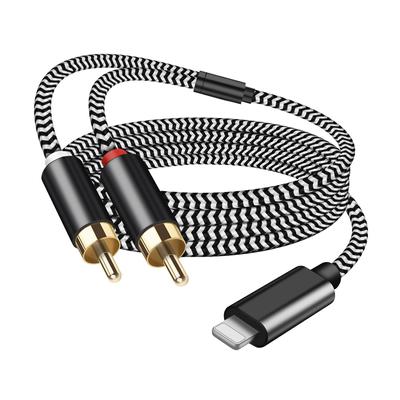 Кабель-конвертер Lightning в RCA 1 м Кабель для конвертации iPhone в RCA Стерео Мини-штекер Аудиокабель Hi-Fi Качество звука Телефон Мини DVD-плееры Аудио Вспомогательный кабель