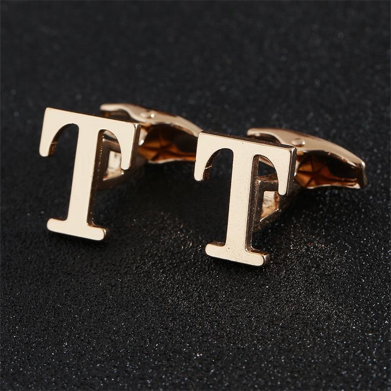 Эксклюзивные мужские запонки в виде золотых букв алфавита - Элегантный дизайн для французских рубашек