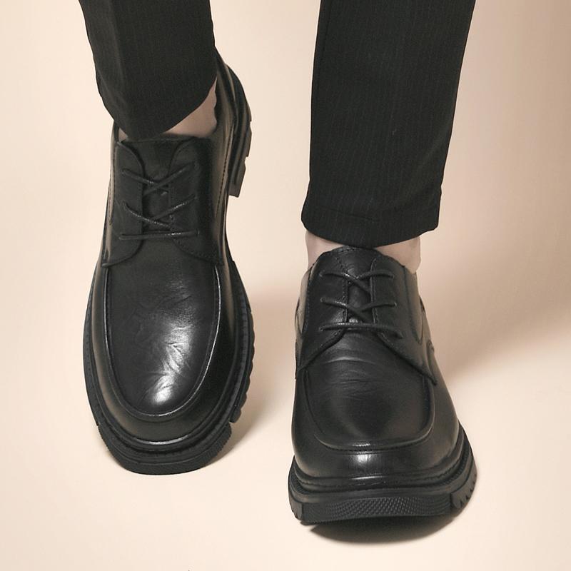 High Quality Genuine Leather Shoes Men Flats Fashion Men's Casual Shoes Brand Man Soft Comfortable Lace Up Black Business Formal Shoes