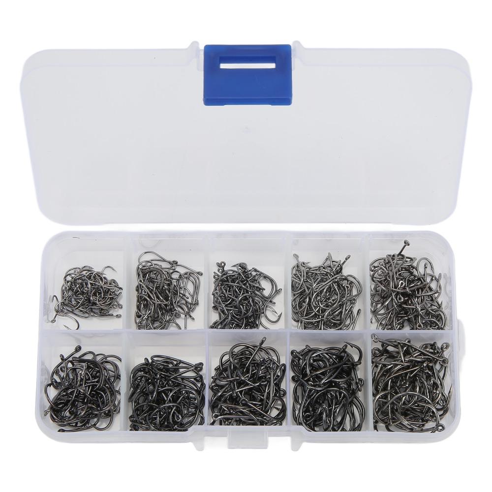 500PCS High Carbon Steel Carp Fishing Hooks 10 Sizes Fly Fishing Hooks  Catfish Fishing