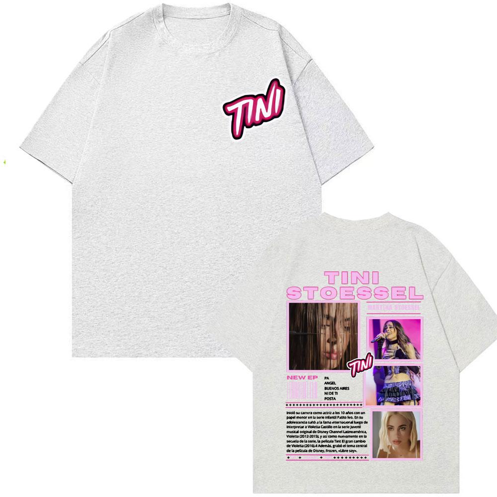 Певица TINI STOESSEL Тур 2025 Футболки с принтом Унисекс Женская одежда Модная Эстетичная Футболка Повседневная С круглым вырезом Короткий рукав Футболка