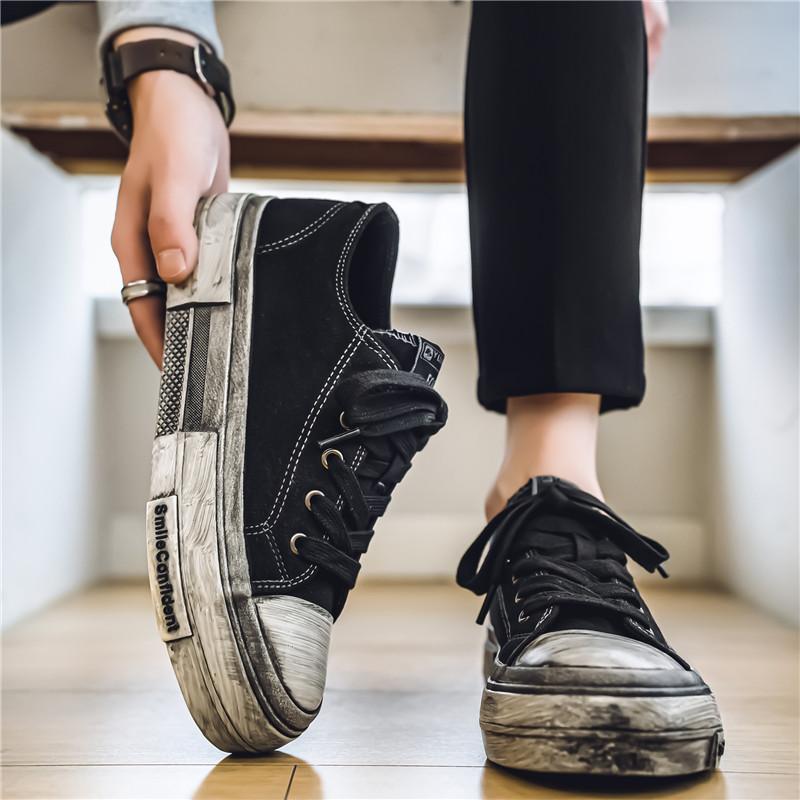 Модные черные мужские туфли Four Seasons Модный ретро-стиль Make dirty Досуг На Открытом Воздухе Вечеринка Уличная ходьба молодежная обувь