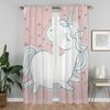 Милые мультяшные шторы от комаров с единорогом для гостиной, тюль для спальни, затемняющие шторы-перегородки для кухни, элегантные