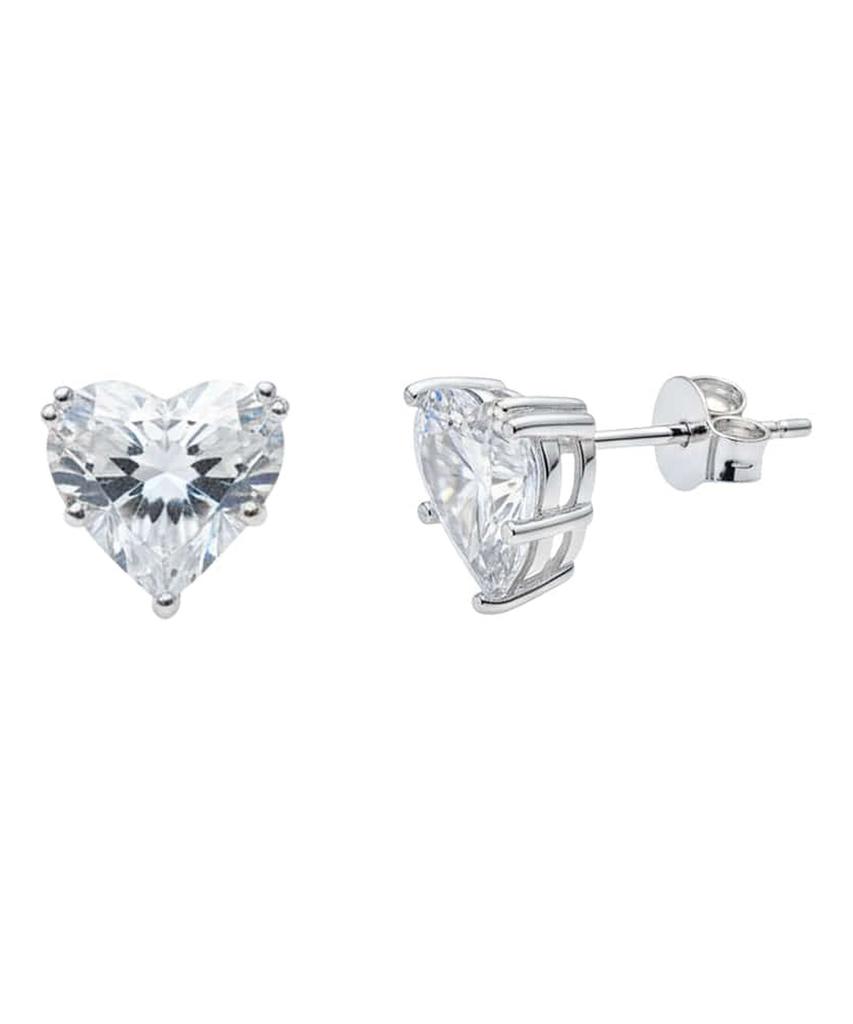Серебряные серьги-гвоздики Alleun Silver 925 с объемным кубическим сердцем