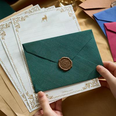 Китайский ретро стиль плетеный узор набор конвертов и писем с крафт-бумагой и сургучной печатью