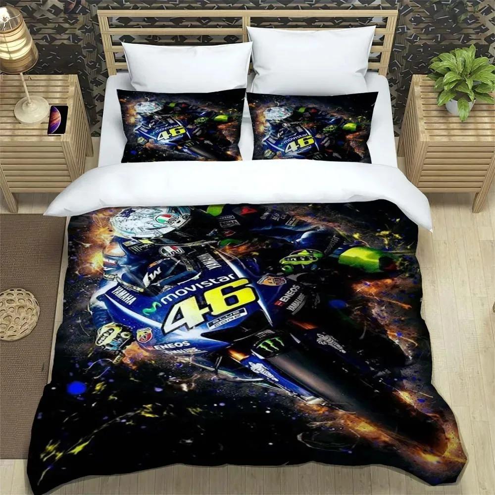 3D Печатный Комплект Постельного Белья VR-46 с Пододеяльником и Наволочками для Мотоциклов, Размер: Полуторный, Двуспальный, Евро, для Детей и Взрослых, Спальни