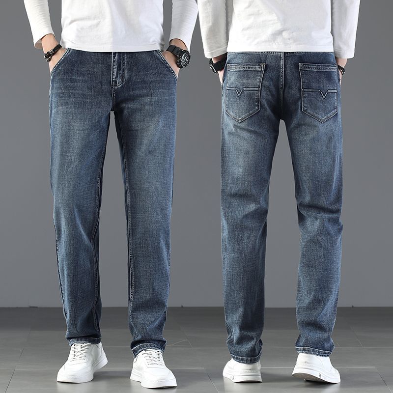 New Arrivals Jeans Men Quality Brand Business Casual Male Denim Pants Straight Slim Fit Dark Blue Men Plus Size