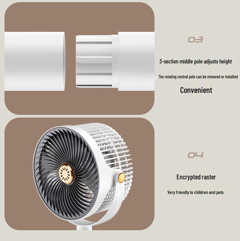 Rechargeable Vertical Floor and Desktop Circulation Fan for Home and Office