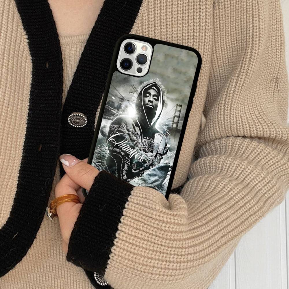 Защитный чехол для телефона с изображением хип-хоп исполнителя 2Pac, PC+TPU, для iPhone 17 16 Pro Max 15 Plus 14 13 12 11
