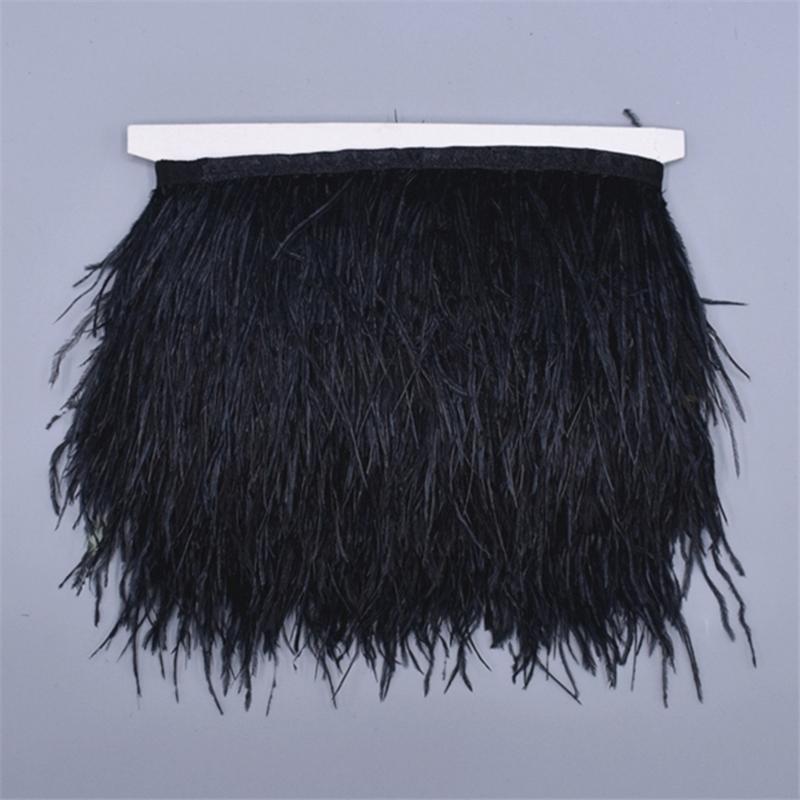 10Meters Colored Ostrich Feathers On Ribbon Trim 8-10Cm Skirt Fringe On Tape Ostrich Feather Trims Sewing Trimmings Decoration