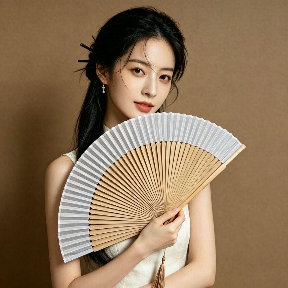 Cotton Linen Cloth Folding Hand Fan Japanese Style Handheld Fan New Chinese Style Fan  Gift Giving
