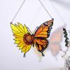 Красочный Ловец Солнца Эффект Витража Бабочка Подсолнух/Зеленый Мотылек Орнамент Акриловый Подвесной Декор для Окна Гостиной Спальни Сада Балкона