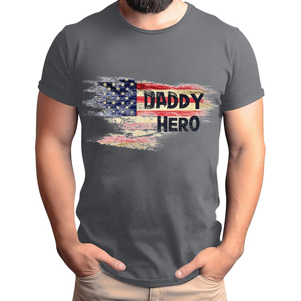Мужская футболка с принтом флага ко Дню отца, мужской свободный повседневный топ с коротким рукавом