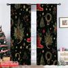 Set Of 2 Flat Printing Merry Christmas Party Curtains Santa Boots Ball Tree Retro Green Red Digital Printed Polyester Drapes Curtain