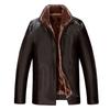 Men's Winter Leather Coat Middle-Aged and Elderly Men's Fur Integrated Fleece-lined Thickened Leather Jacket Men's Leather Coat