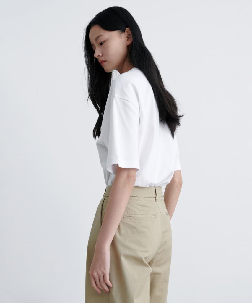 MUSINSA STANDARD WOMAN Женские Широкие Хлопковые Брюки Чинос с Обратной Двумя Запонками [Бежевый]