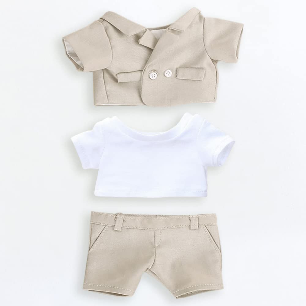 Nianniyhouse 20 см Кукольная одежда цвета молочного чая, костюм для плюшевых игрушек, топ, белые штаны, хлопковая кукольная одежда, детская кукольная одежда, футболка