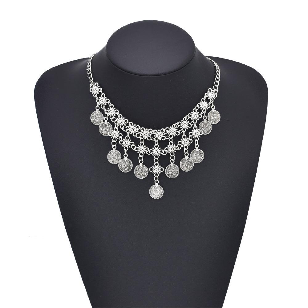 Vintage Coin Necklace Bohemian Style Ethnic Charms Necklace Multipurpose Tassel Necklace For Women