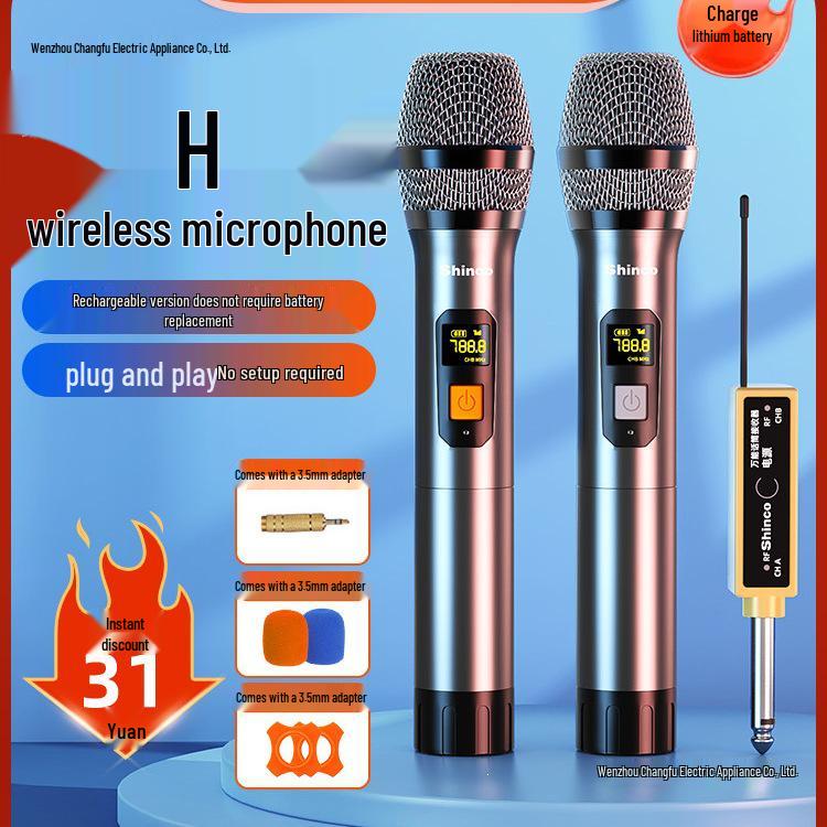 Universal Dual UHF Wireless Handheld Microphone for Professional Home, KTV, and Outdoor Sound Systems