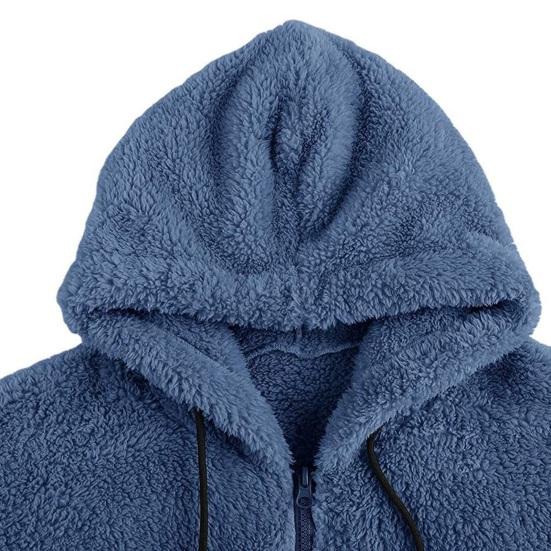 Зимний мужской свитер с капюшоном, застежкой-молнией, длинными рукавами, затягивающимся шнурком, плотный плюшевый однотонный кардиган с карманами, средней длины