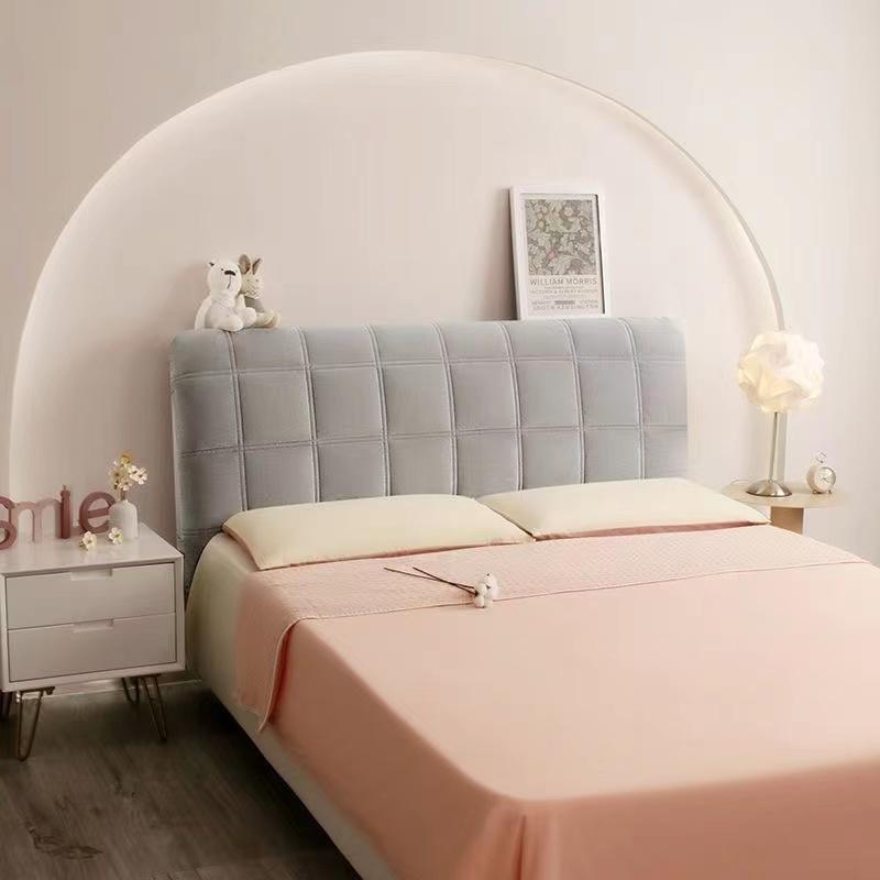 Утолщенный бархатный плюшевый стеганый чехол на изголовье кровати, универсальный чехол на изголовье кровати, роскошный однотонный чехол для кровати размера Queen Size, фланель