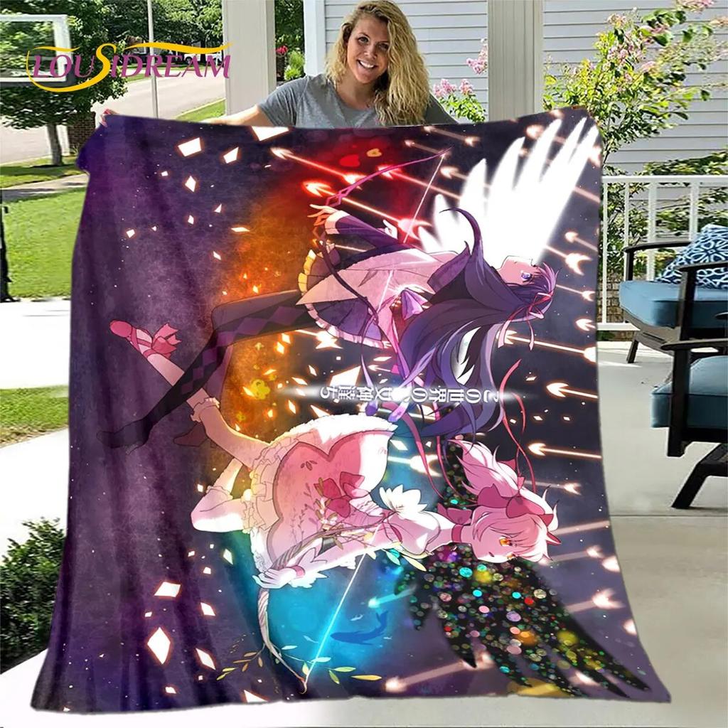 Puella Magi Madoka Magica Cartoon Soft Plush Blanket,Flannel Blanket Throw Blanket for Living Room Bedroom Bed Sofa Picnic Cover