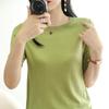 Women's Worsted Wool Mulberry Silk T-shirt,, 50% Wool 50% Mulberry Silk, Breathable and Skin-friendly Summer T-shirt