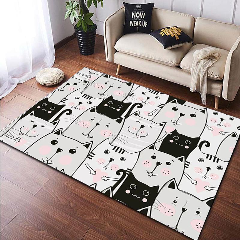 Милый ковер с мультяшным котом для йоги в гостиной, детский коврик для игр, коврик для ползания, придверный коврик, прекрасный котенок, домашний декор, напольные коврики