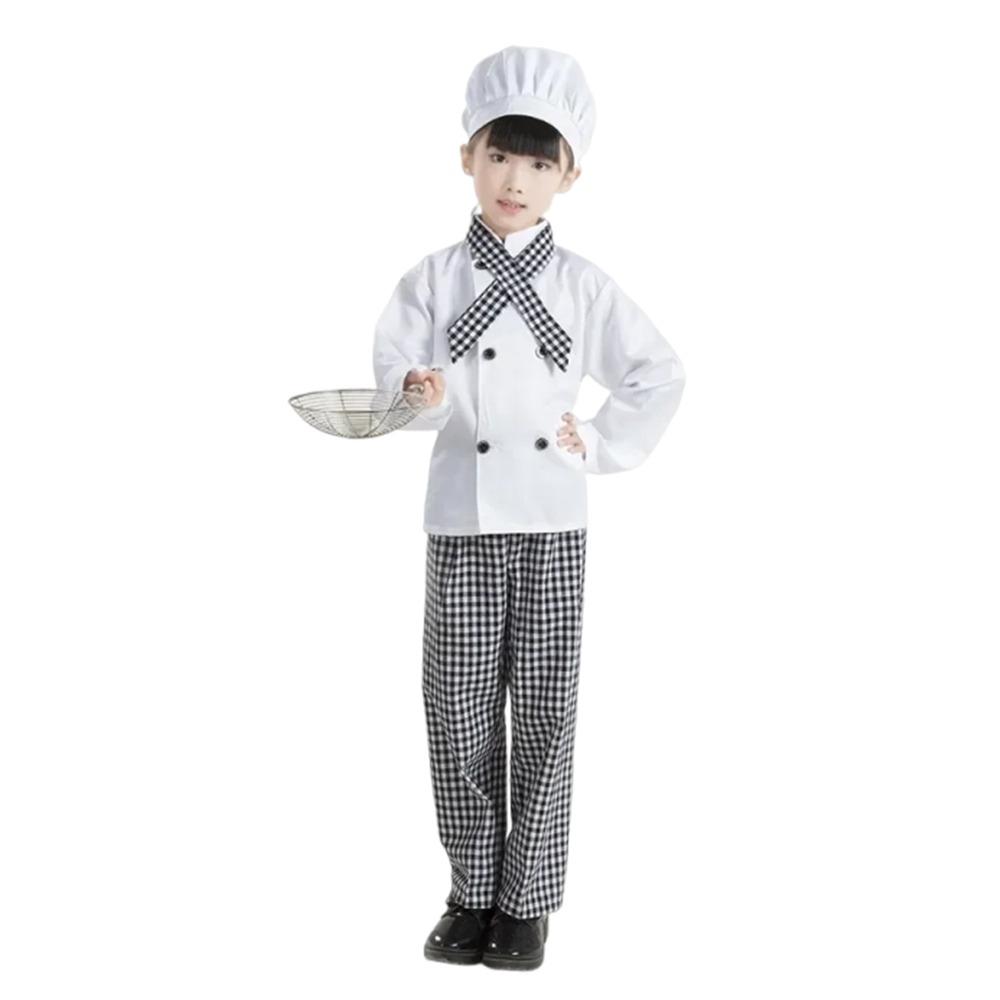 Role-Play Kids Cook Tshirt Carnival Party Kitchen Hat Children Chef Uniform Kids Boys Girls