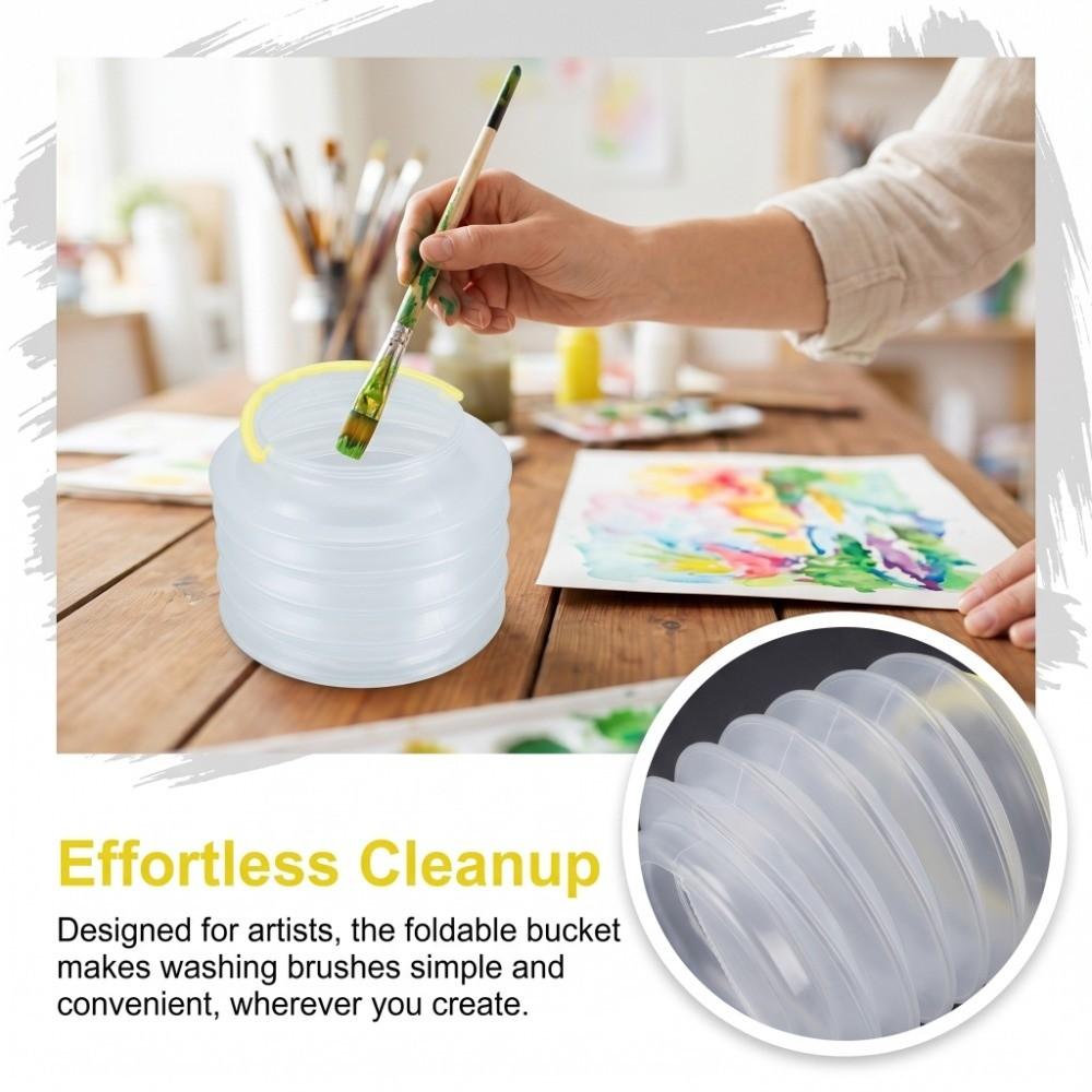Collapsible Transparent Paint Rinse Bucket Foldable Painting Cup Gouache Creation