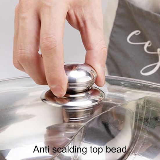 1 Set 30cm Double-Flavoured Pot with Lid Binaural Anti-scalding Stainless Steel Induction Cooker Compatible Single-layer Thicken Soup Hot Pot