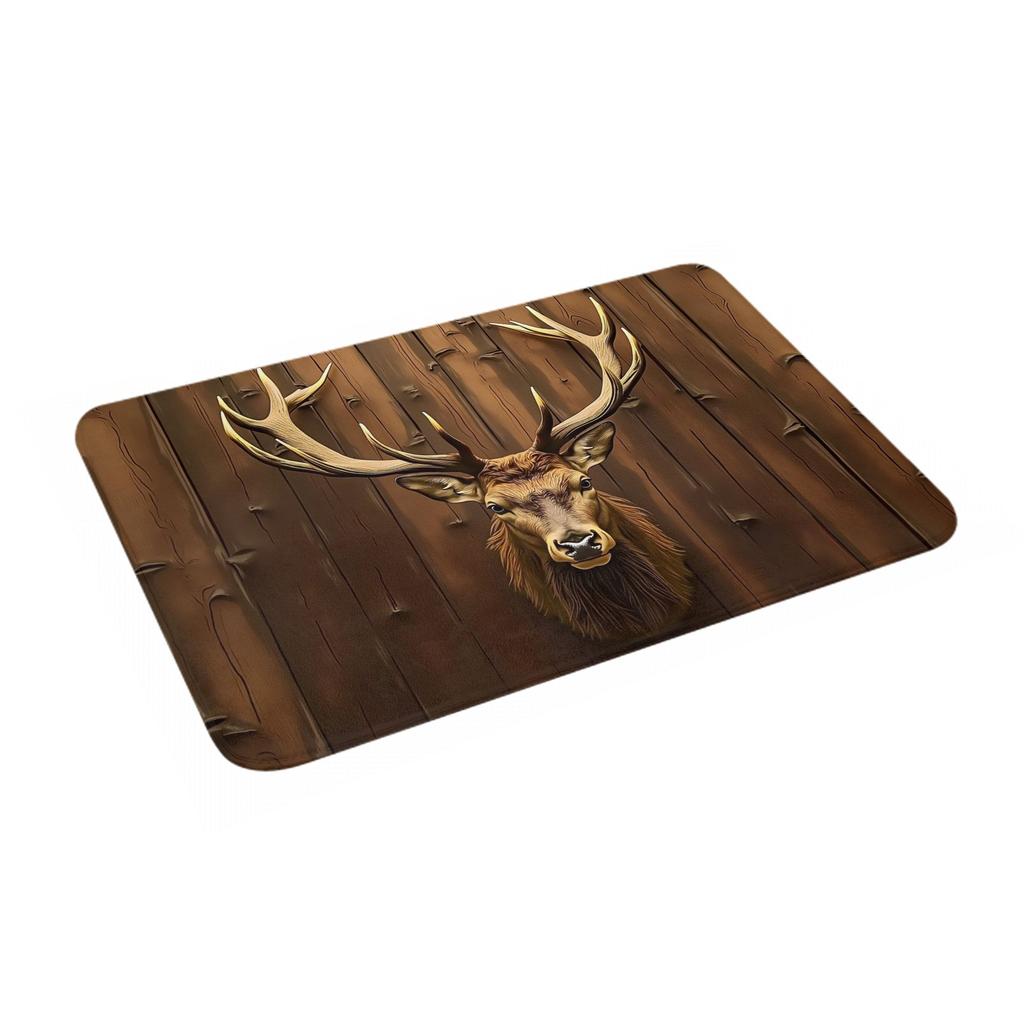 Wood Deer Print Door Floor Bathroom Kitchen Mat Anti-Slip Outdoor Doormat Living Room Entrance Carpet Rug