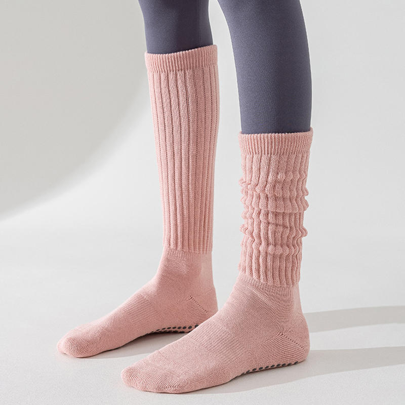 1 пара женских носков для йоги и пилатеса с нескользящими подошвами, спортивные носки для фитнеса в помещении, профессиональные носки до икр для балета и танцев