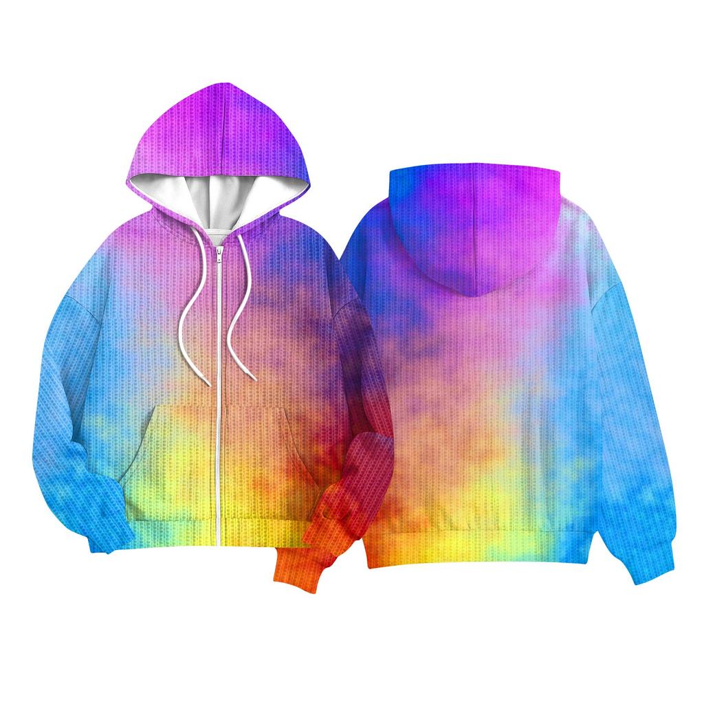 Детские Модные Куртки для Девочек и Мальчиков Повседневные Трикотажные Кардиганы с Длинным Рукавом и Капюшоном с Принтом